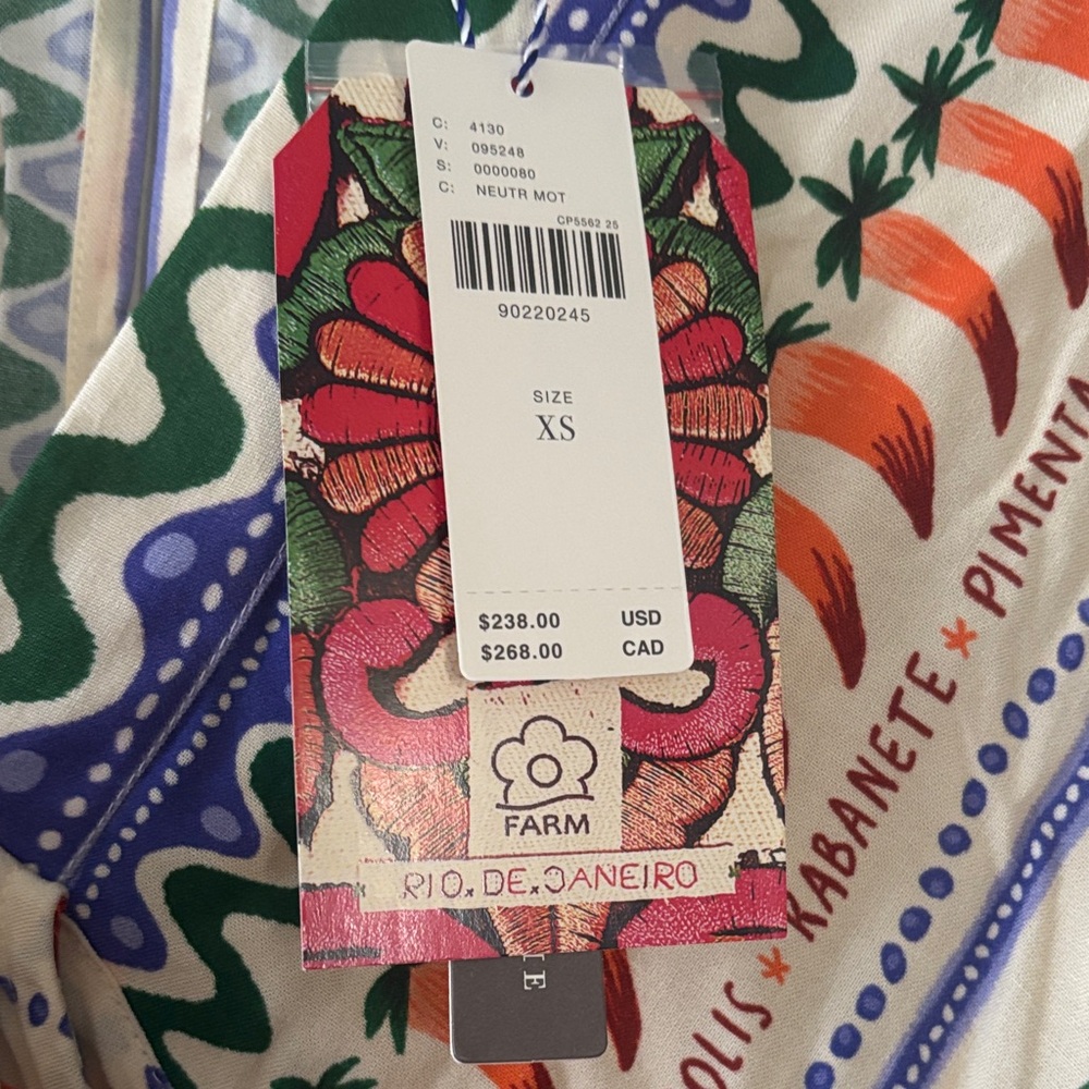 FARM Rio Cream Maxi Dress with Green, Orange & Blue Floral Print - Picture 3 of 5